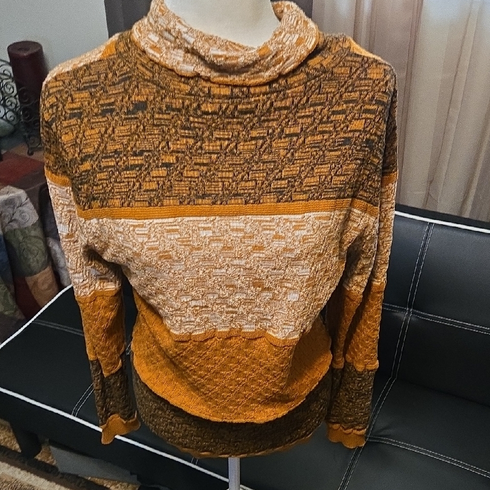 Men's Patchwork Cowl Neck Sweater - image 5